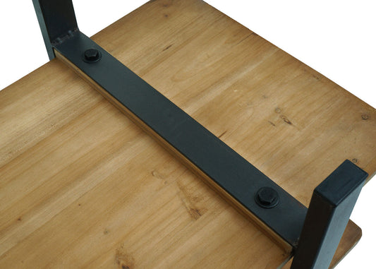 Cosmo Casa - Plank - Multifunctioneel industrieel ontwerp - Massief hout - Naturel met metaallook - 72×119×40 cm