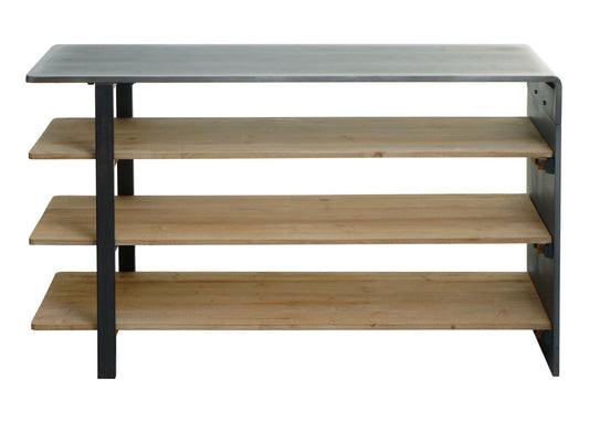 Cosmo Casa - Plank - Multifunctioneel industrieel ontwerp - Massief hout - Naturel met metaallook - 72×119×40 cm