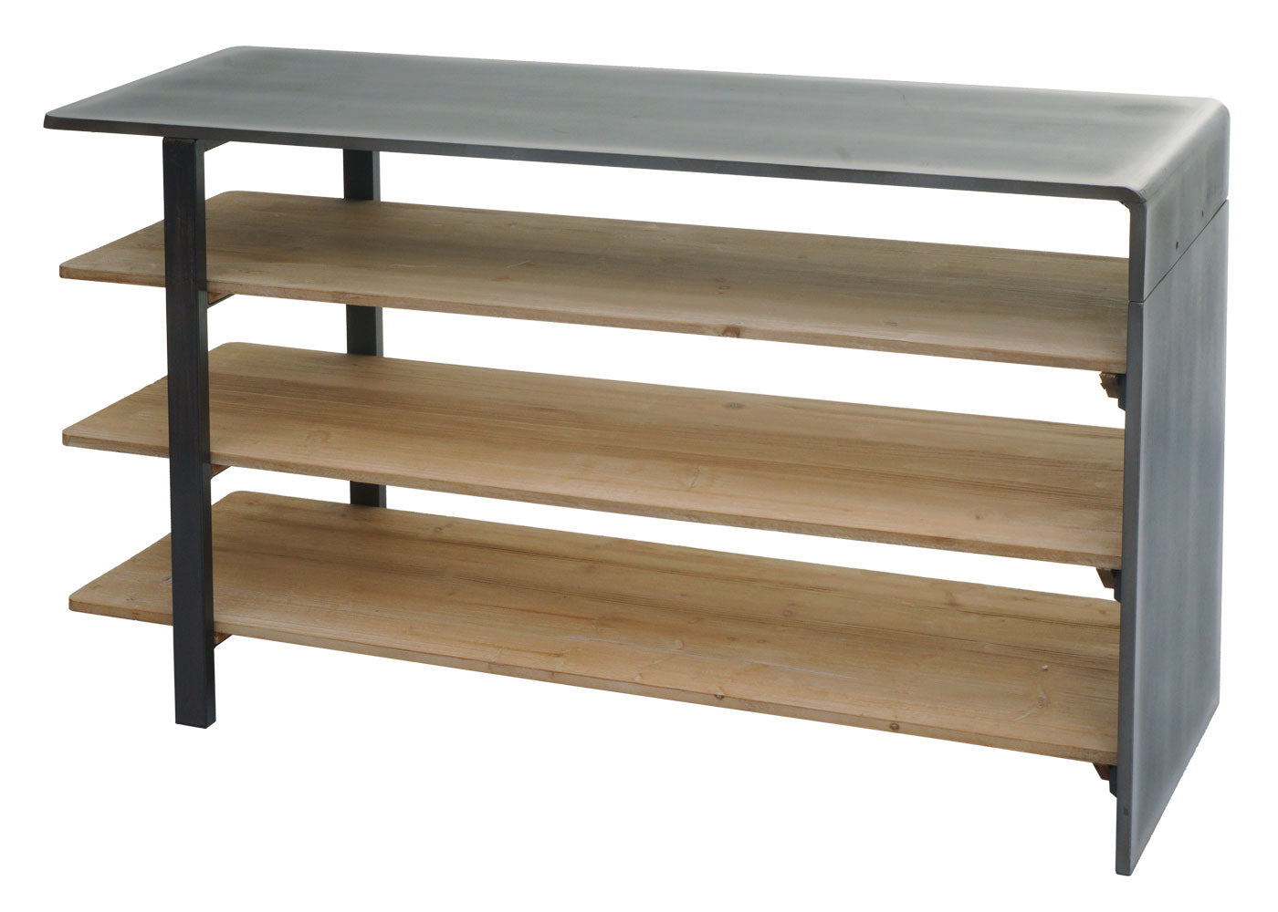 Cosmo Casa - Plank - Multifunctioneel industrieel ontwerp - Massief hout - Naturel met metaallook - 72×119×40 cm