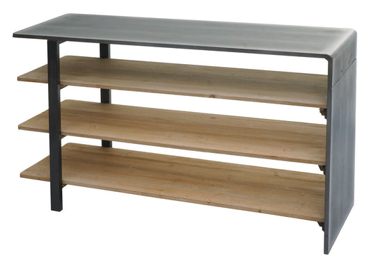 Cosmo Casa - Plank - Multifunctioneel industrieel ontwerp - Massief hout - Naturel met metaallook - 72×119×40 cm