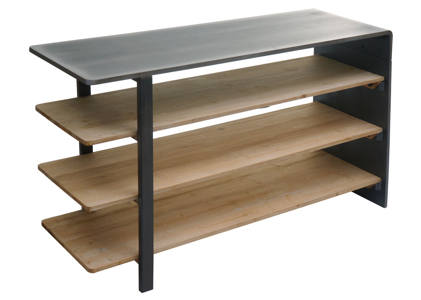 Cosmo Casa - Plank - Multifunctioneel industrieel ontwerp - Massief hout - Naturel met metaallook - 72×119×40 cm