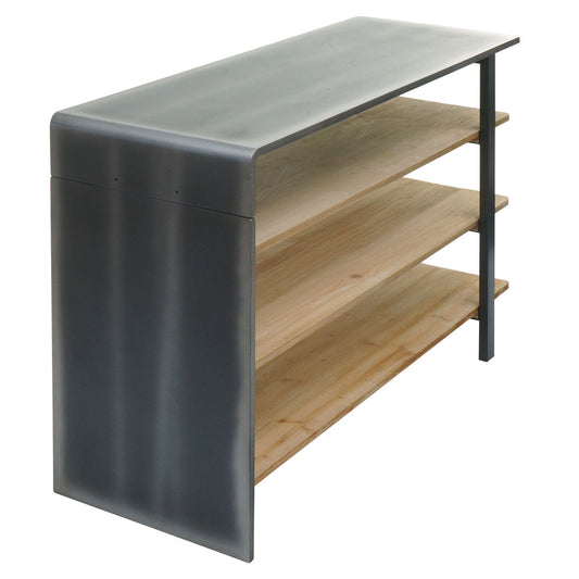 Cosmo Casa - Plank - Multifunctioneel industrieel ontwerp - Massief hout - Naturel met metaallook - 72×119×40 cm