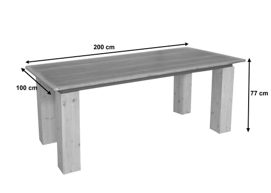Cosmo Casa - Eettafel - Industrieel - Massief Hout - Naturel - 200×100 cm