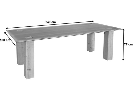 Cosmo Casa - Eettafel - Industrieel - Massief Hout - Naturel - 240×100 cm