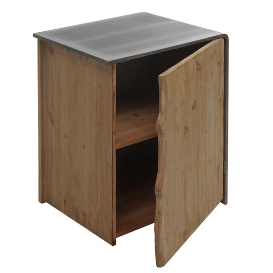 Cosmo Casa - Bijzettafel - Industrieel ladekast-design - Massief hout - Naturel met metaallook - 60×50×40 cm