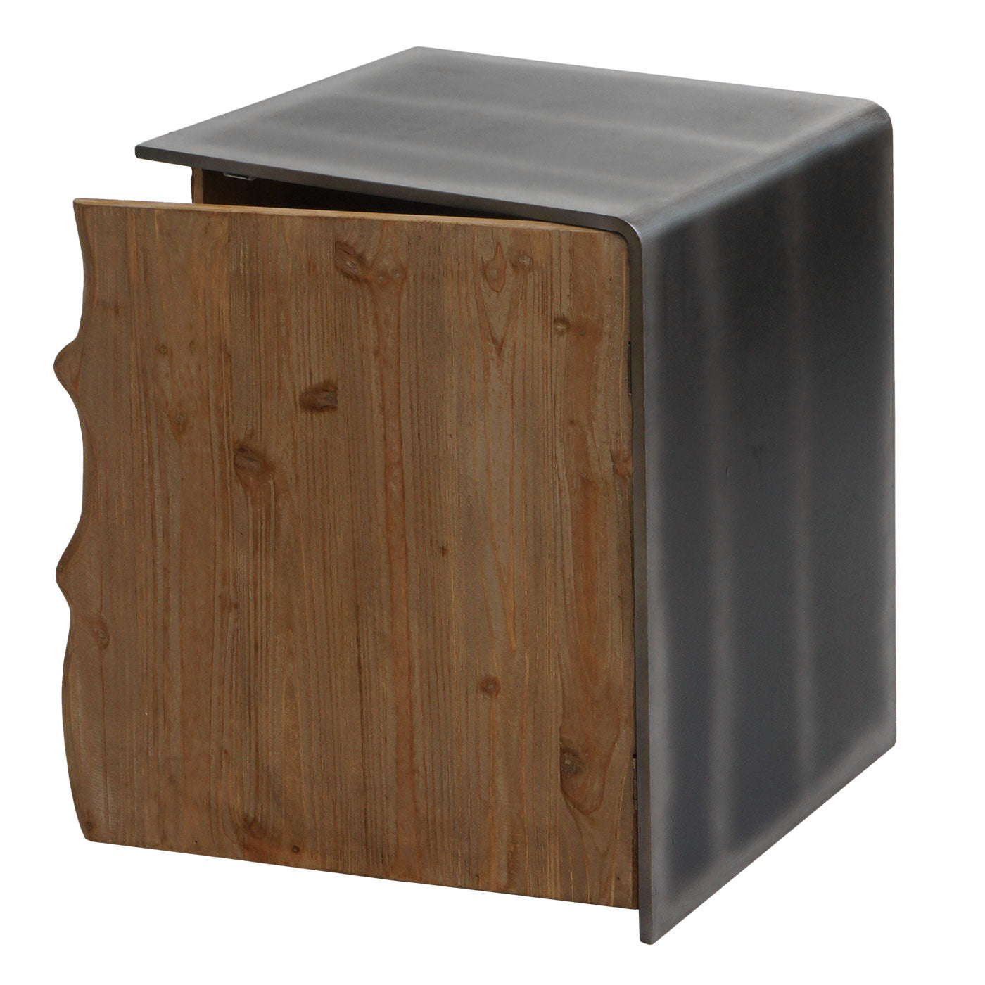 Cosmo Casa - Bijzettafel - Industrieel ladekast-design - Massief hout - Naturel met metaallook - 60×50×40 cm