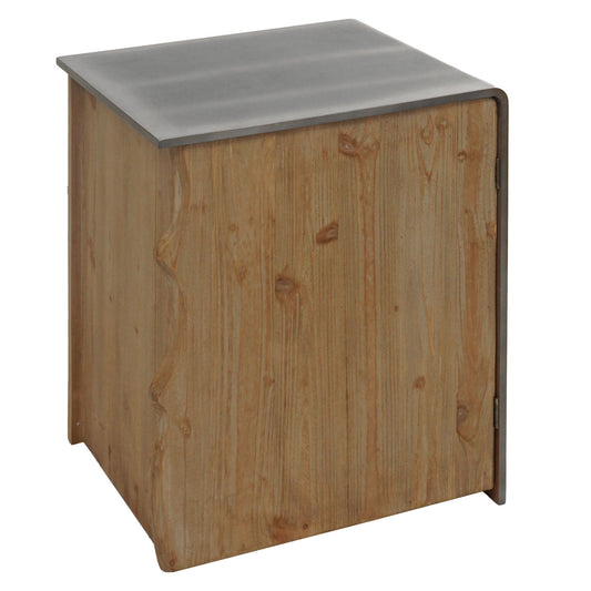 Cosmo Casa - Bijzettafel - Industrieel ladekast-design - Massief hout - Naturel met metaallook - 60×50×40 cm