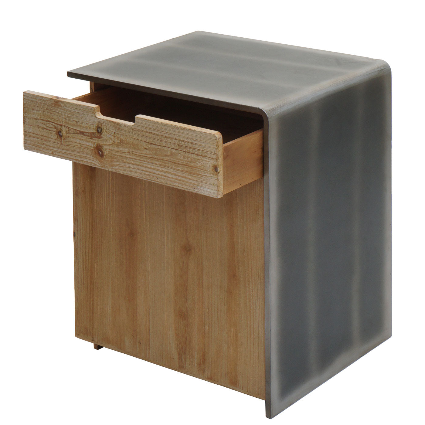 Cosmo Casa - Ladekast - Industrieel Nachtkastje - Massief Hout met Metaallook - Naturel - 60x50x40cm