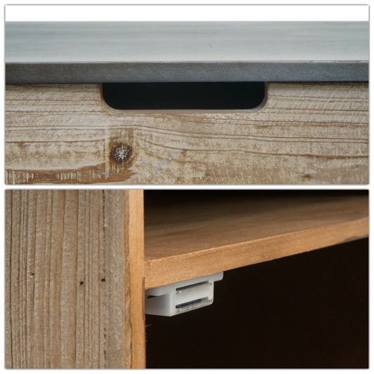 Cosmo Casa - Ladekast - Industrieel Nachtkastje - Massief Hout met Metaallook - Naturel - 60x50x40cm