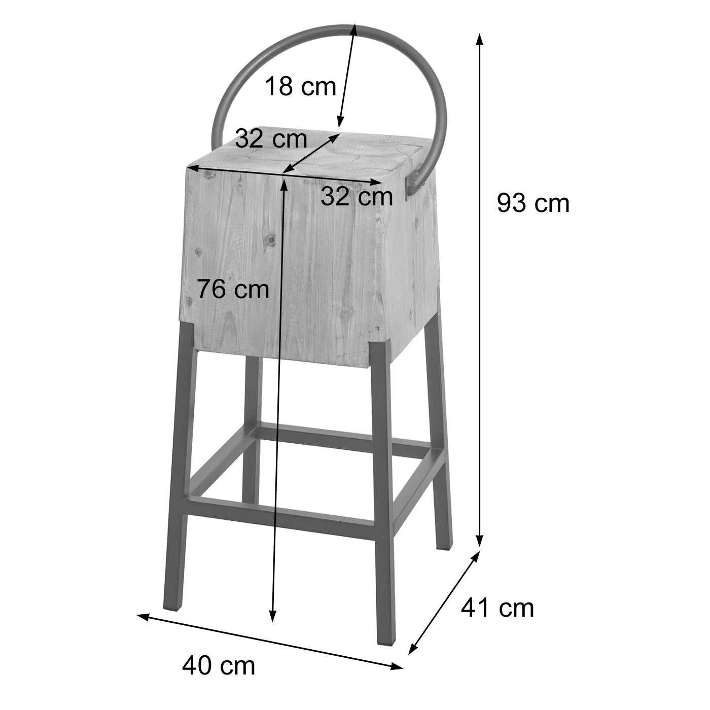 Cosmo Casa - Barkruk - Industrieel - Metaal en Hout - Naturel
