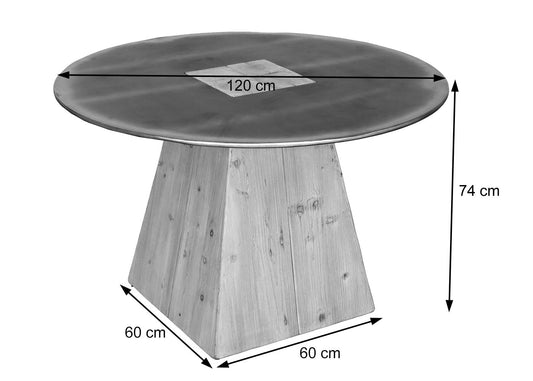 Cosmo Casa - Eettafel - Rond Industrieel - Massief Hout - Naturel - Ø120 cm