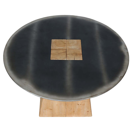 Cosmo Casa - Eettafel - Rond Industrieel - Massief Hout - Naturel - Ø120 cm