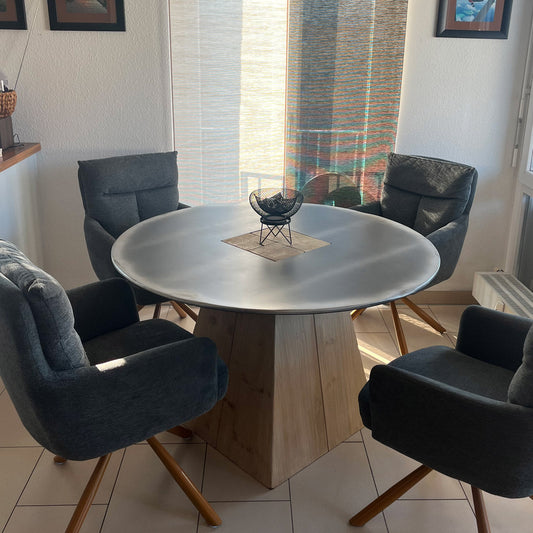 Cosmo Casa - Eettafel - Rond Industrieel - Massief Hout - Naturel - Ø120 cm