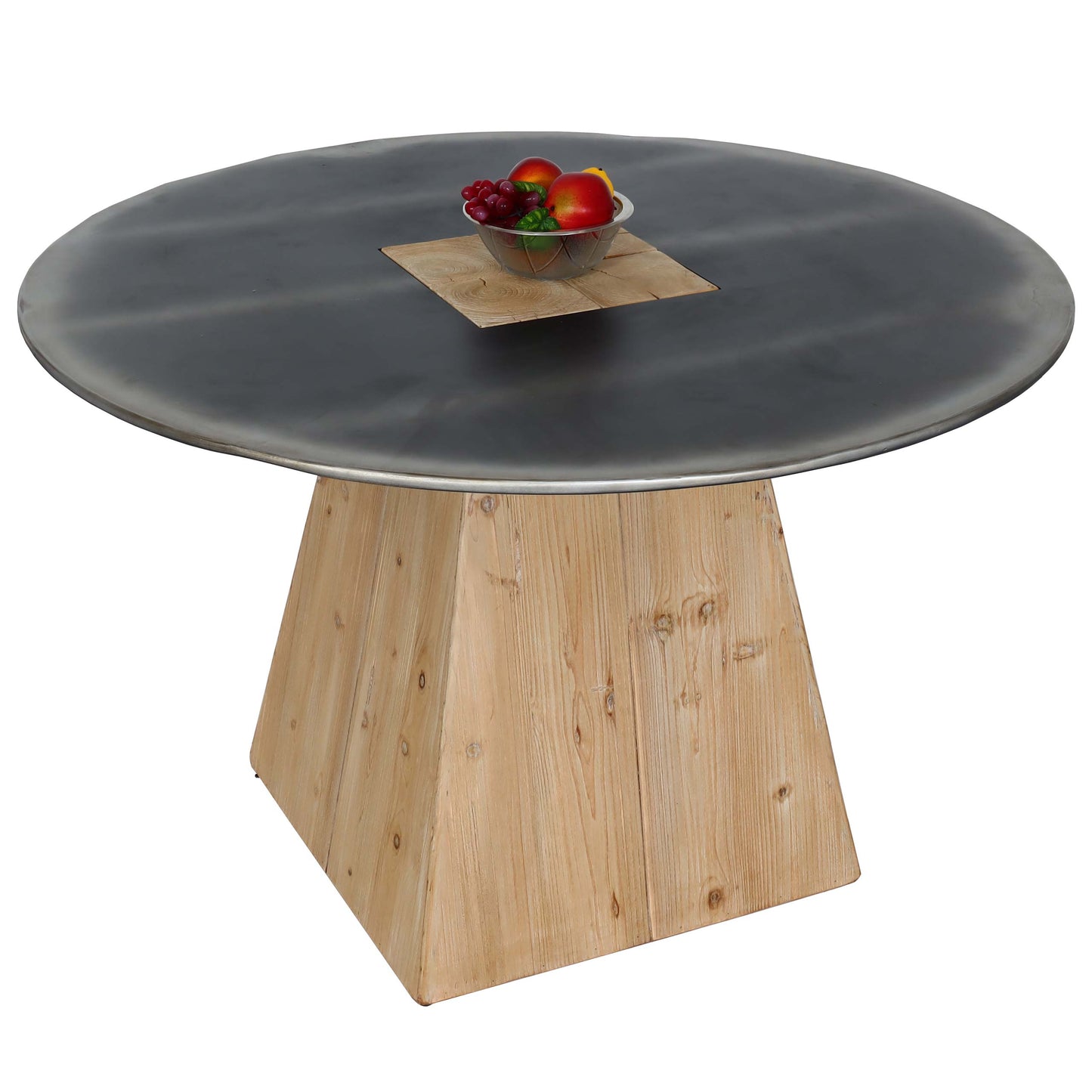 Cosmo Casa - Eettafel - Rond Industrieel - Massief Hout - Naturel - Ø120 cm