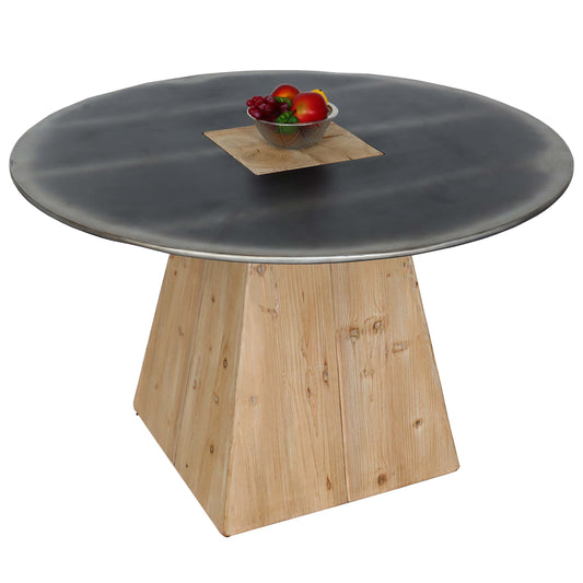 Cosmo Casa - Eettafel - Rond Industrieel - Massief Hout - Naturel - Ø120 cm