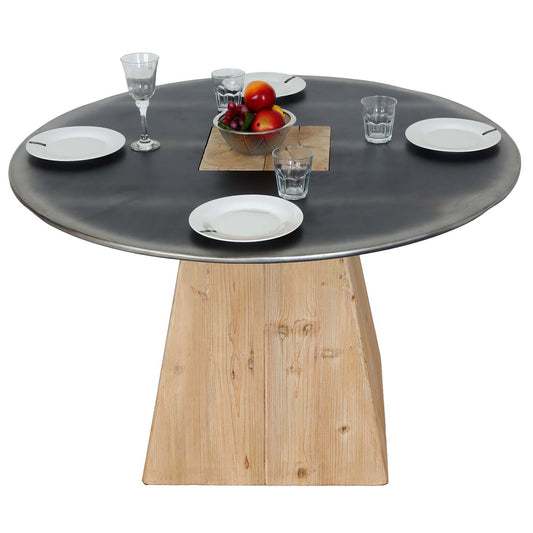 Cosmo Casa - Eettafel - Rond Industrieel - Massief Hout - Naturel - Ø120 cm