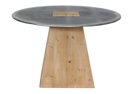 Cosmo Casa - Eettafel - Rond Industrieel - Massief Hout - Naturel - Ø120 cm