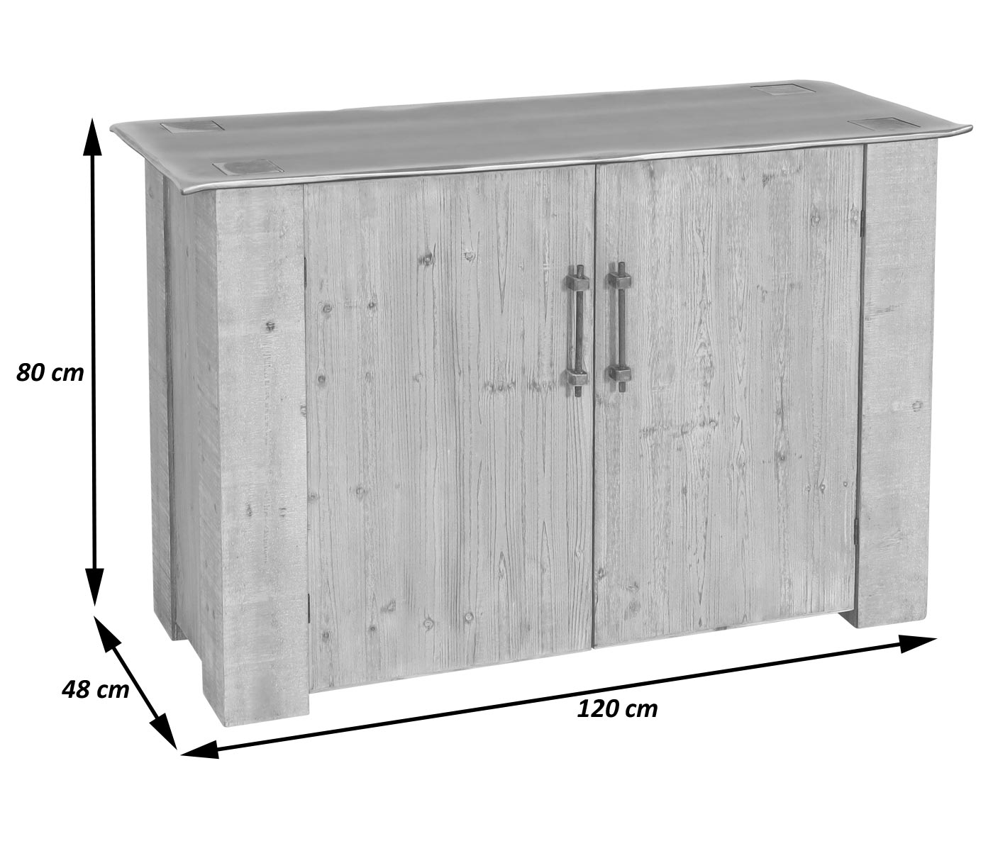 Cosmo Casa - Dressoir - Industrieel - Massief Hout - Naturel - 80×120×48 cm