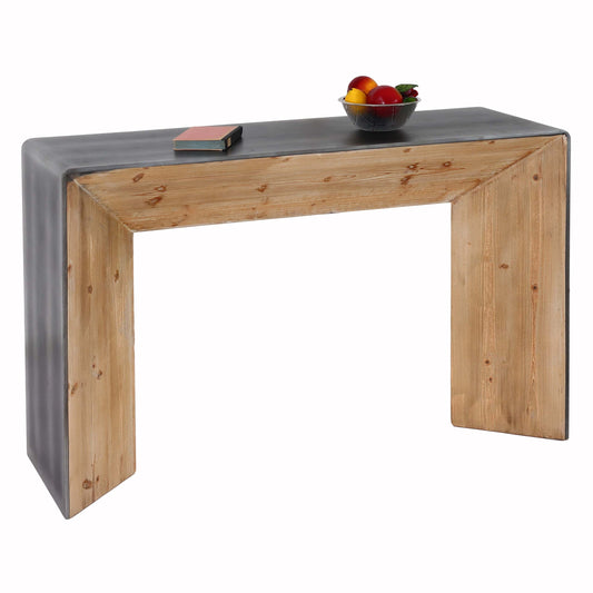 Cosmo Casa - Consoletafel - Industrieel - Massief Hout - Naturel - 80×120×40 cm