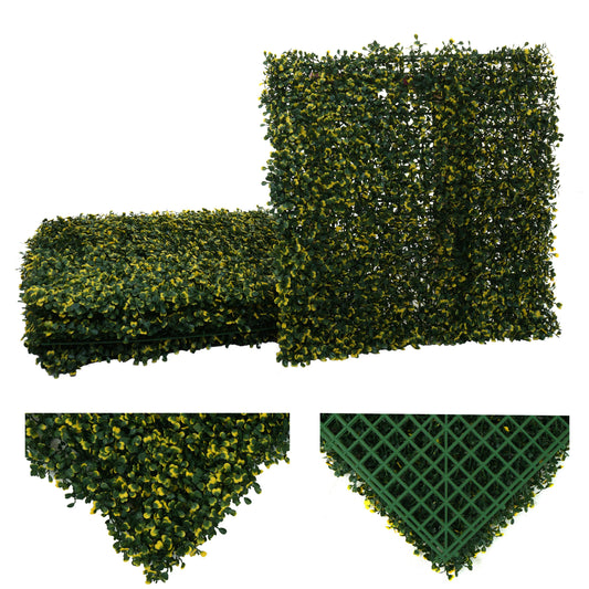 Cosmo Casa - Wandtegel - Privacyscherm terrasbalkon - Kunststof - Buxus groen-geel - 4×50×50 cm (1 m)
