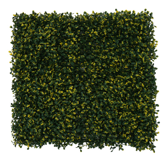 Cosmo Casa - Wandtegel - Privacyscherm terrasbalkon - Kunststof - Buxus groen-geel - 4×50×50 cm (1 m)
