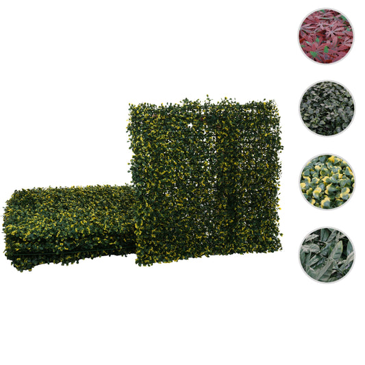 Cosmo Casa - Wandtegel - Privacyscherm terrasbalkon - Kunststof - Buxus groen-geel - 4×50×50 cm (1 m)