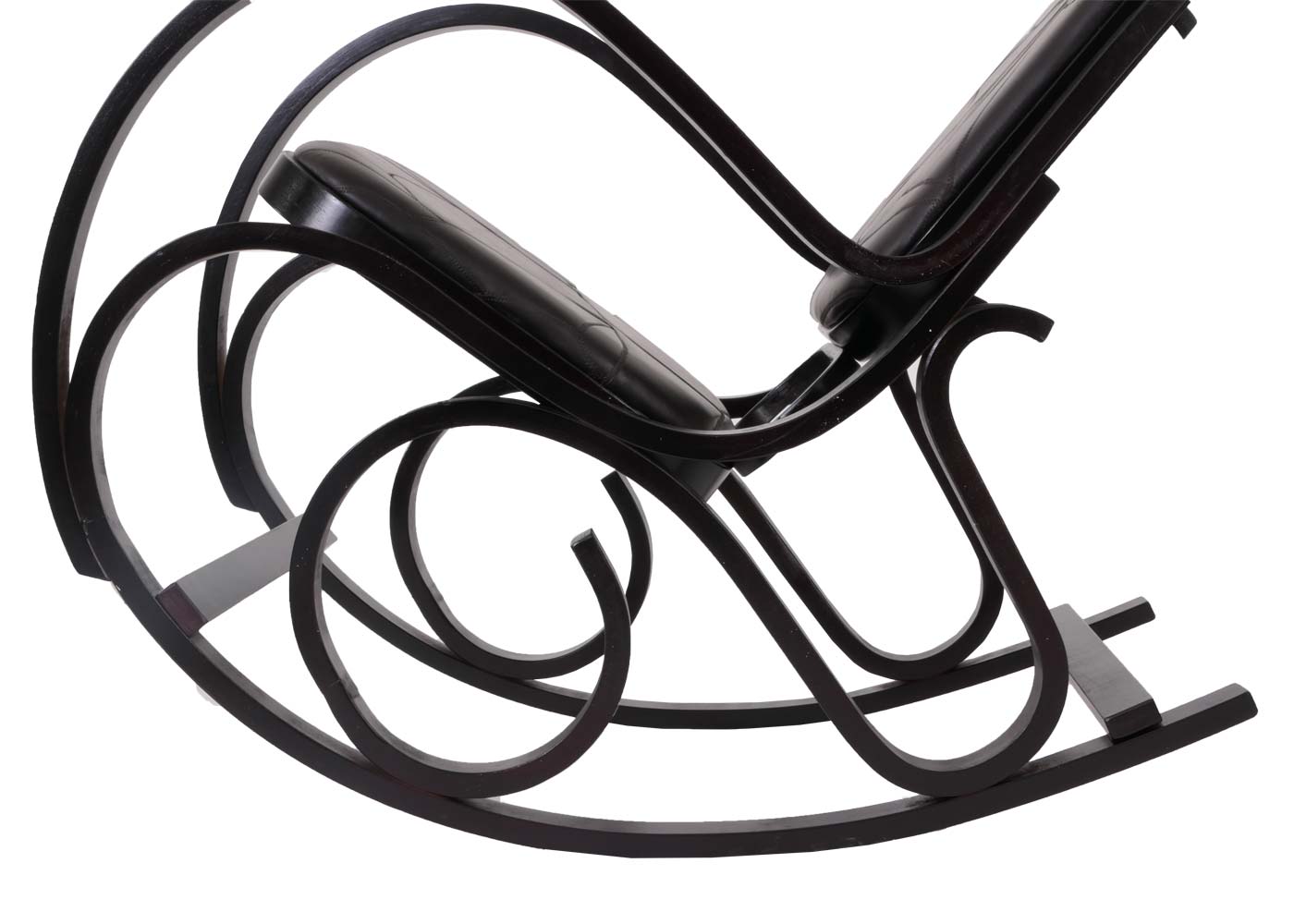 Cosmo Casa - Schommelstoel - TV-Stoel met Armleuningen - Massief Hout - Walnootlook - Patchwork Leer Bruin