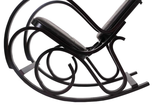 Cosmo Casa - Schommelstoel - TV-Stoel met Armleuningen - Massief Hout - Walnootlook - Patchwork Leer Bruin