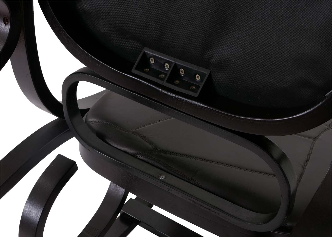 Cosmo Casa - Schommelstoel - TV-Stoel met Armleuningen - Massief Hout - Walnootlook - Patchwork Leer Bruin