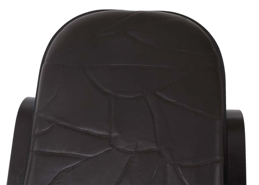 Cosmo Casa - Schommelstoel - TV-Stoel met Armleuningen - Massief Hout - Walnootlook - Patchwork Leer Bruin