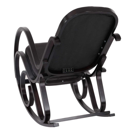 Cosmo Casa - Schommelstoel - TV-Stoel met Armleuningen - Massief Hout - Walnootlook - Patchwork Leer Bruin