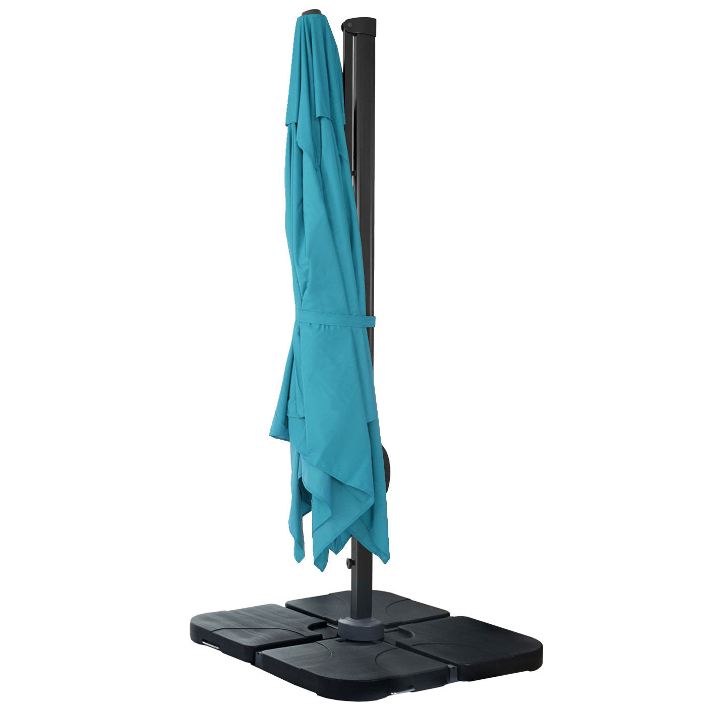 Cosmo Casa - Horeca Zweefparasol - Polyester & Aluminium - Turkoois - 3×3 m - Met standaard