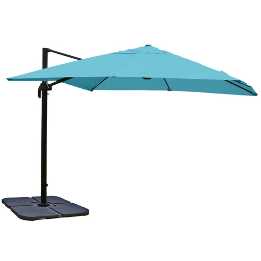 Cosmo Casa - Horeca Zweefparasol - Polyester & Aluminium - Turquoise - 3×3 m - Met voet