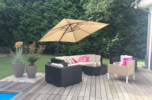 Cosmo Casa - Horeca Zweefparasol - Polyester & Aluminium - Turkoois - 3×3 m - Met standaard