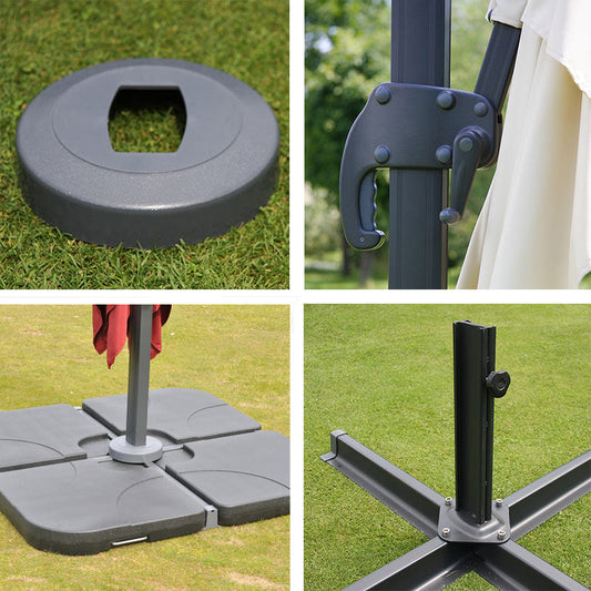 Cosmo Casa - Horeca Zweefparasol - Polyester & Aluminium - Turkoois - 3×3 m - Met standaard