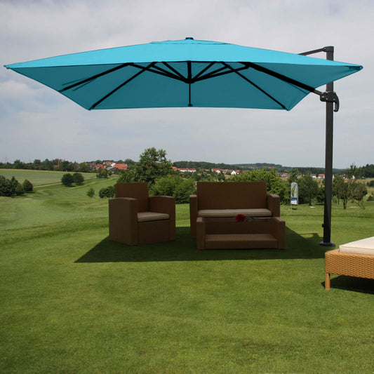 Cosmo Casa - Horeca Zweefparasol - Polyester & Aluminium - Turquoise - 3×4 m - Draaibaar