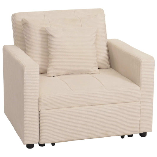 Cosmo Casa - Slaapstoel - Klapstoel - Logeerbed - Relaxstoel - Ligvlak 200x100cm - Stofkoord - Crème-Beige