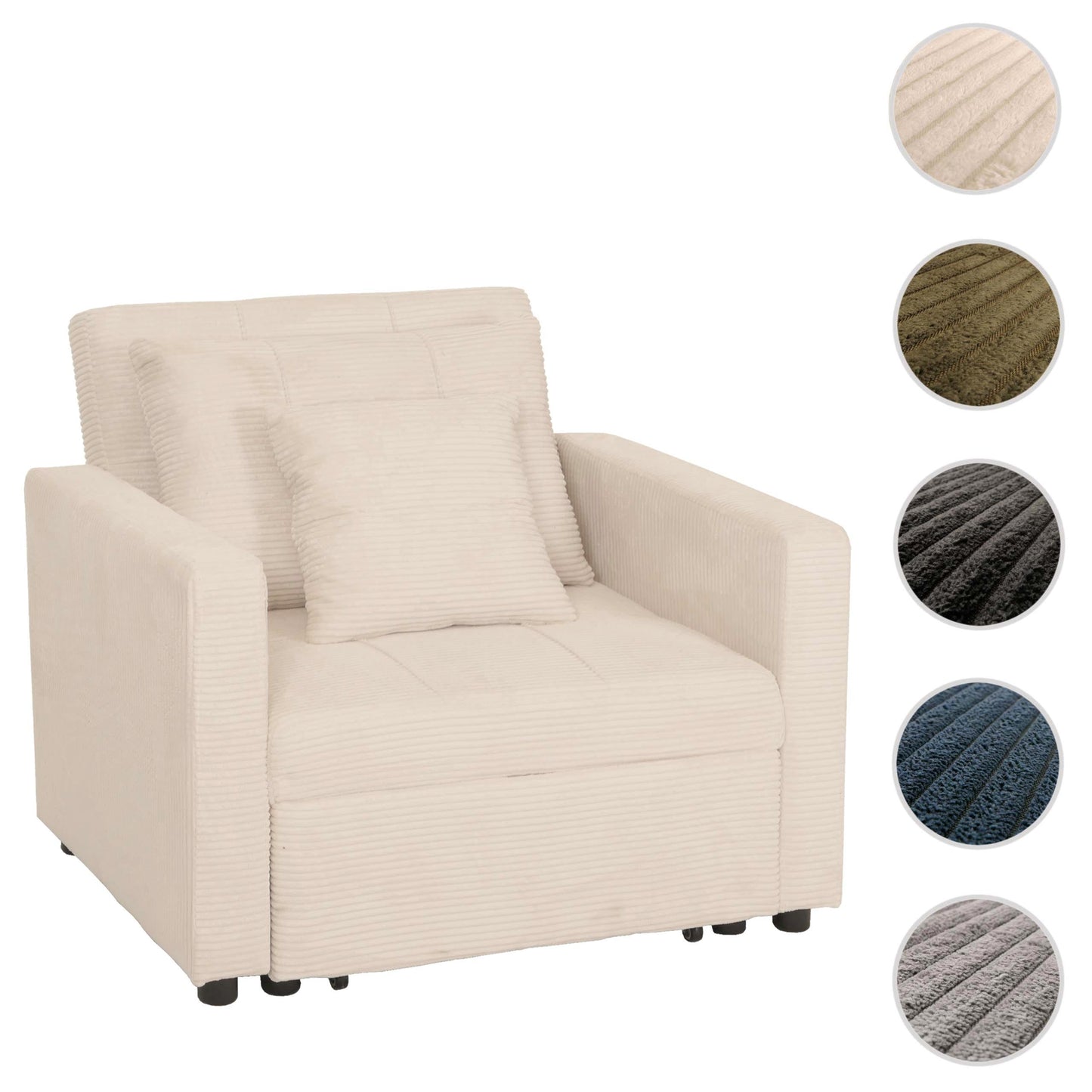 Cosmo Casa - Slaapstoel - Klapstoel - Logeerbed - Relaxstoel - Ligvlak 200x100cm - Stofkoord - Crème-Beige