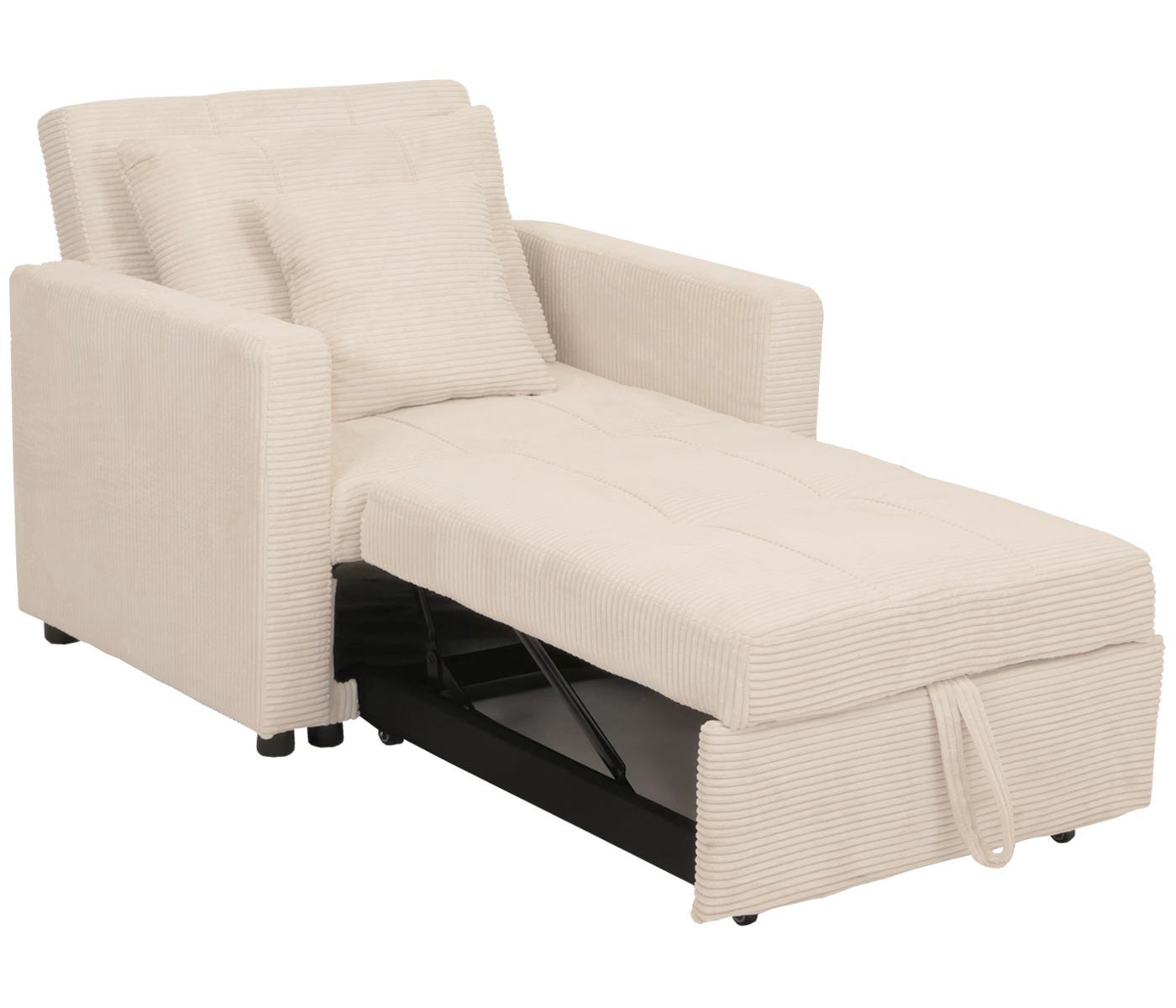 Cosmo Casa - Slaapstoel - Klapstoel - Logeerbed - Relaxstoel - Ligvlak 200x100cm - Stofkoord - Crème-Beige
