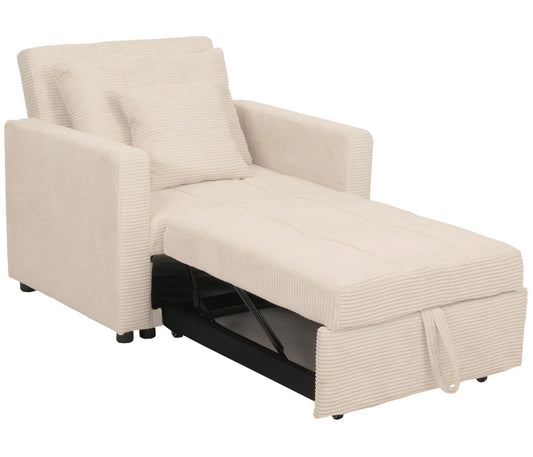 Cosmo Casa - Slaapstoel - Klapstoel - Logeerbed - Relaxstoel - Ligvlak 200x100cm - Stofkoord - Crème-Beige