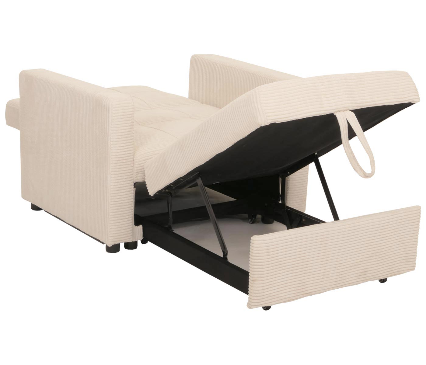 Cosmo Casa - Slaapstoel - Klapstoel - Logeerbed - Relaxstoel - Ligvlak 200x100cm - Stofkoord - Crème-Beige