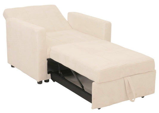 Cosmo Casa - Slaapstoel - Klapstoel - Logeerbed - Relaxstoel - Ligvlak 200x100cm - Stofkoord - Crème-Beige