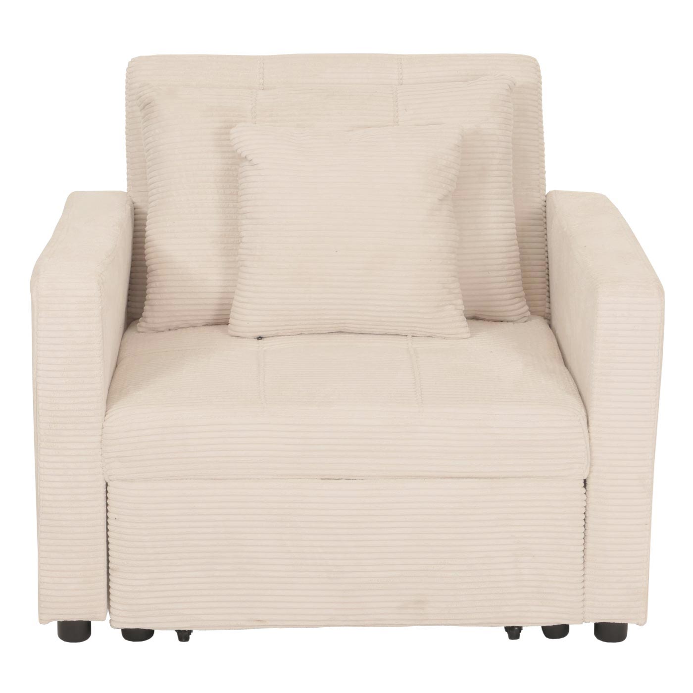 Cosmo Casa - Slaapstoel - Klapstoel - Logeerbed - Relaxstoel - Ligvlak 200x100cm - Stofkoord - Crème-Beige