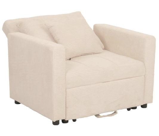 Cosmo Casa - Slaapstoel - Klapstoel - Logeerbed - Relaxstoel - Ligvlak 200x100cm - Stofkoord - Crème-Beige