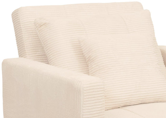 Cosmo Casa - Slaapstoel - Klapstoel - Logeerbed - Relaxstoel - Ligvlak 200x100cm - Stofkoord - Crème-Beige