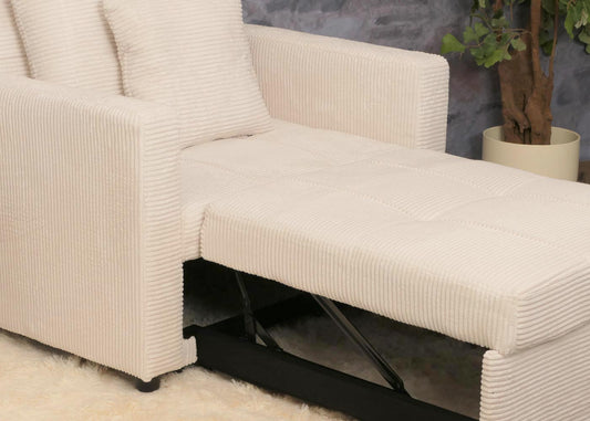 Cosmo Casa - Slaapstoel - Klapstoel - Logeerbed - Relaxstoel - Ligvlak 200x100cm - Stofkoord - Crème-Beige
