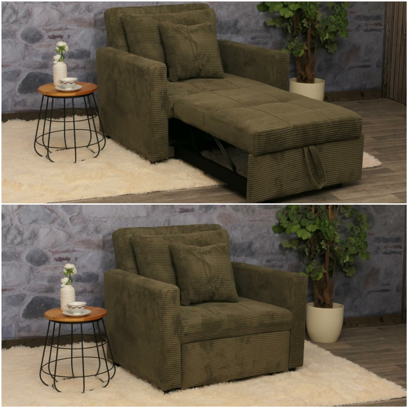 Cosmo Casa - Slaapstoel - Klapstoel - Logeerbed - Relaxstoel - Ligvlak 200x100cm - Stofkoord - Groen