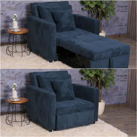 Cosmo Casa - Slaapstoel - Klapstoel - Logeerbed - Relaxstoel - Ligvlak 200x100cm - Stofkoord - Blauw