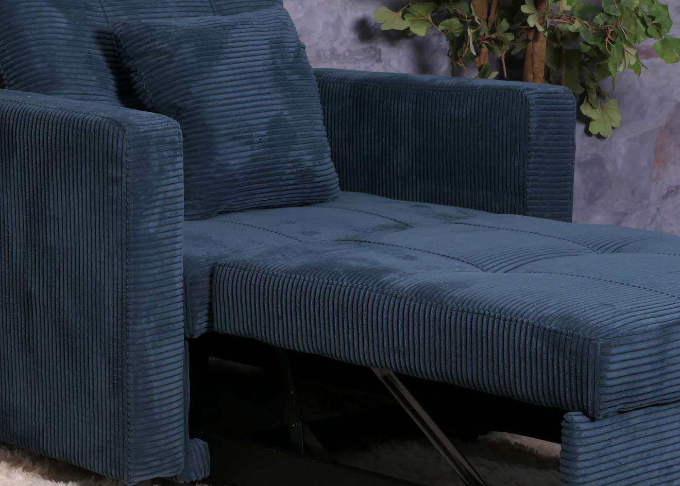 Cosmo Casa - Slaapstoel - Klapstoel - Logeerbed - Relaxstoel - Ligvlak 200x100cm - Stofkoord - Blauw