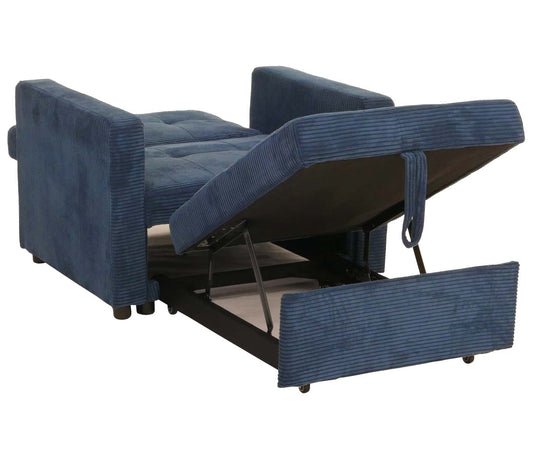 Cosmo Casa - Slaapstoel - Klapstoel - Logeerbed - Relaxstoel - Ligvlak 200x100cm - Stofkoord - Blauw